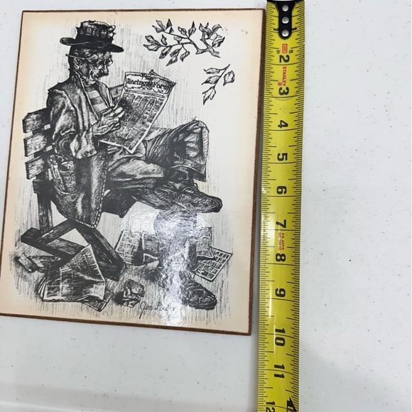 Vintage Jim Daly Hobo Reading Racing Forum Black and White Sketch Art - Picture 4 of 7